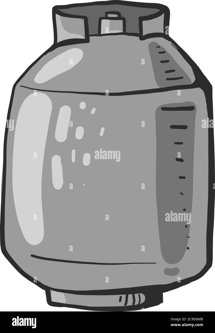 Bombola di gas grigia, illustrazione, vettore su sfondo bianco Illustrazione Vettoriale