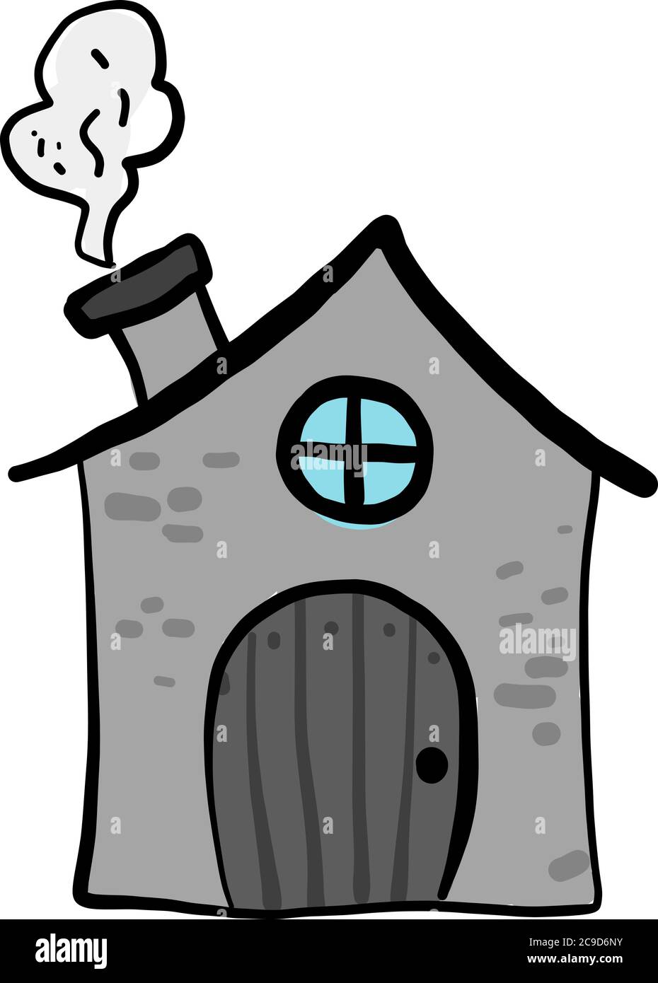 Casa grigia, illustrazione, vettore su sfondo bianco Illustrazione Vettoriale