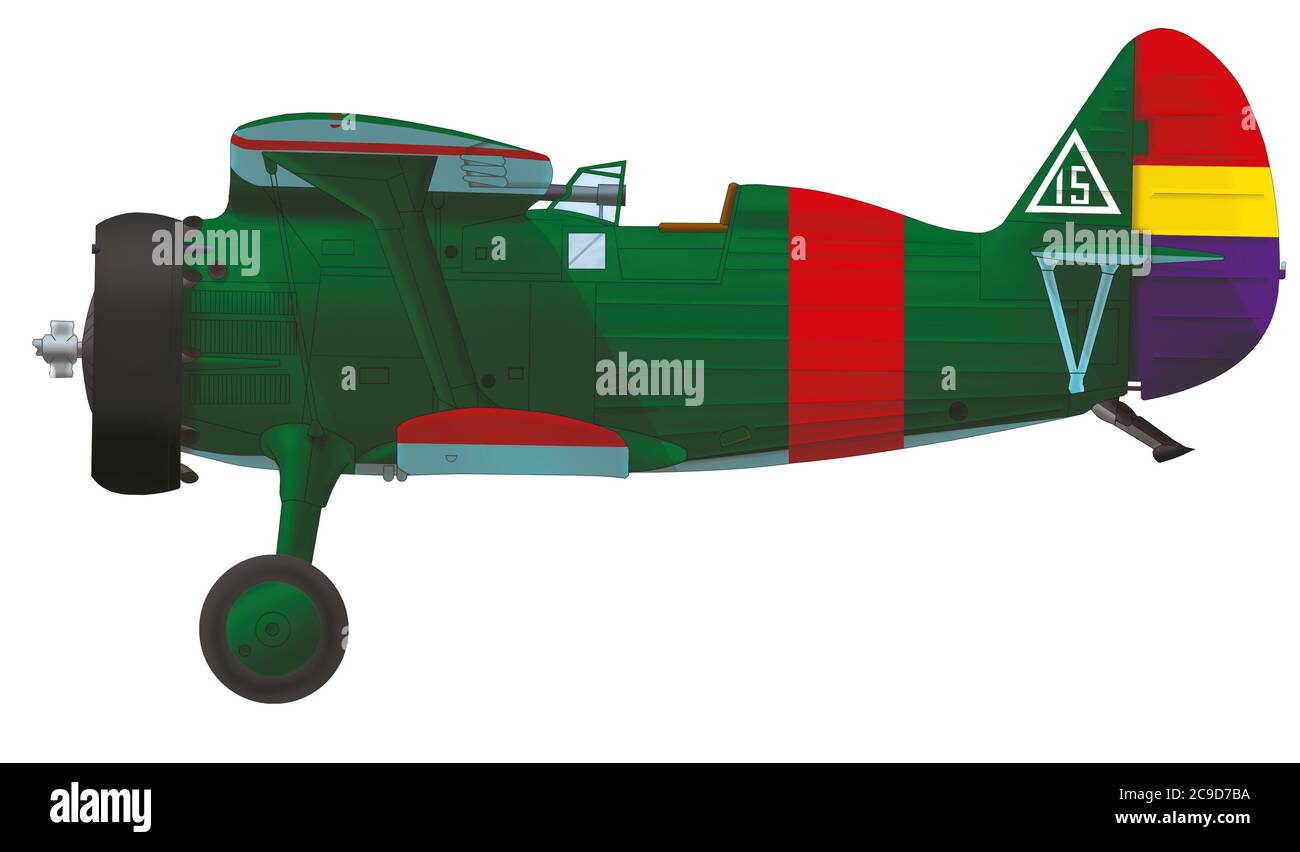 Polikarpov i-15 dell'Aeronautica Repubblicana Spagnola, aprile 1937 Foto Stock