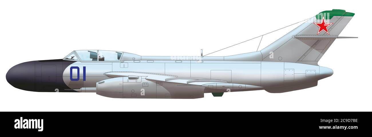 Yakovlev Yak-25 (blu 01) durante le prove all'Istituto di Ricerca scientifica delle forze aeree sovietiche, estate 1956 Foto Stock