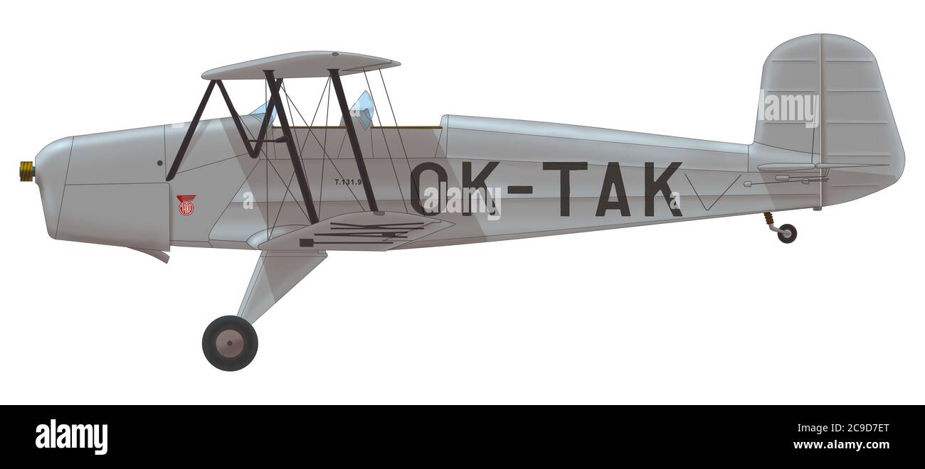 Tatra T.131.9 (licenza Bücker Bü 131) dello Squadrone di collegamento 104 della forza aerea dell'esercito cecoslovacco al momento della mobilitazione nel settembre 1938 Foto Stock