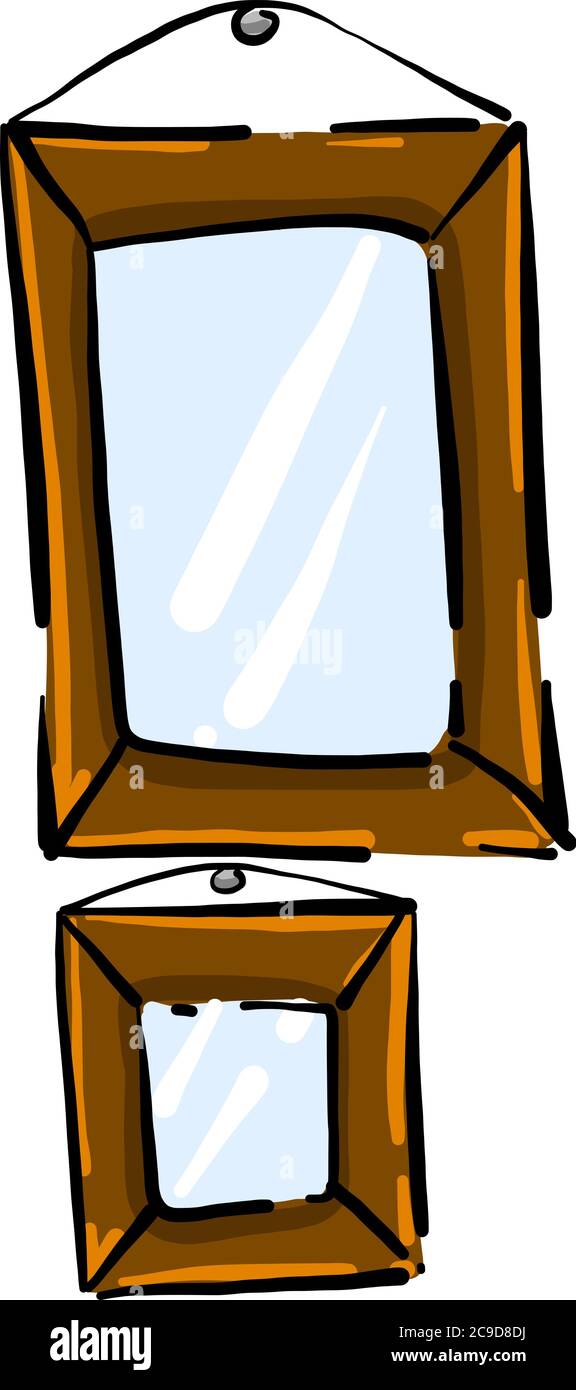 Specchio sulla parete, illustrazione, vettore su sfondo bianco Illustrazione Vettoriale