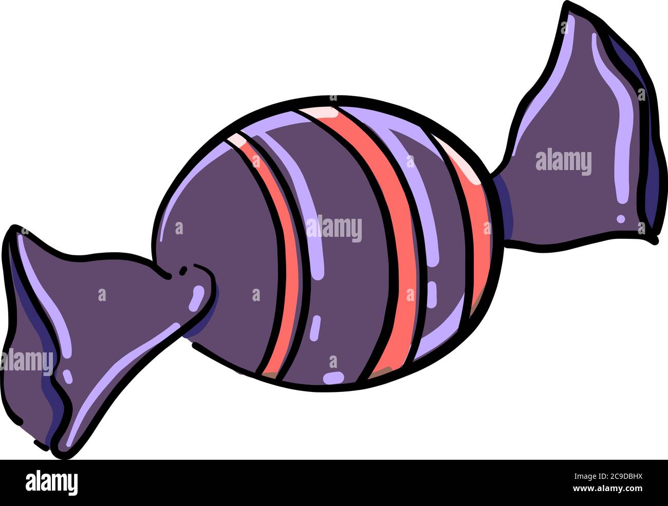 Caramella avvolta viola, illustrazione, vettore su sfondo bianco Illustrazione Vettoriale
