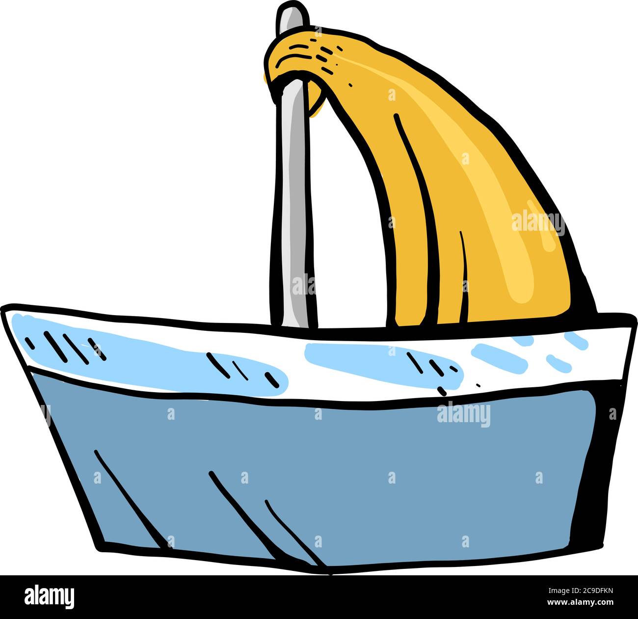 Spedire con vela gialla, illustrazione, vettore su sfondo bianco Illustrazione Vettoriale