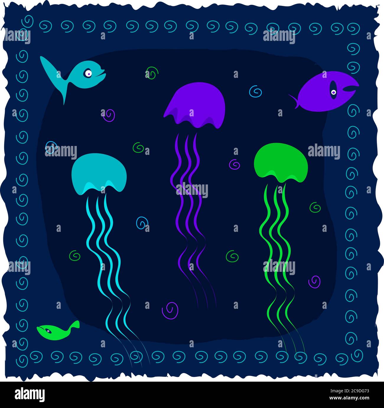 Creature marine, illustrazione, vettore su sfondo bianco Illustrazione Vettoriale