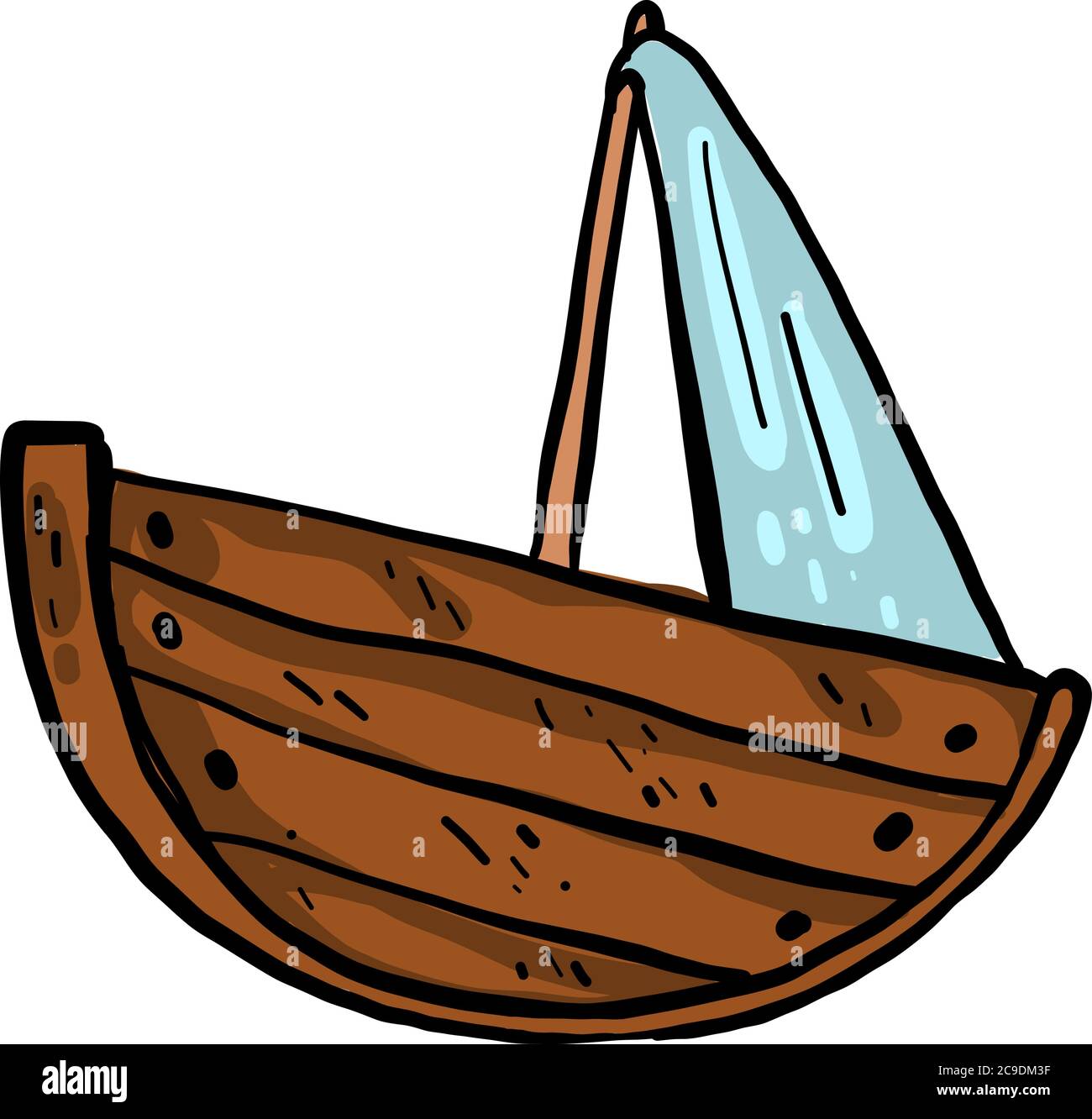 Nave di legno, illustrazione, vettore su sfondo bianco Illustrazione Vettoriale