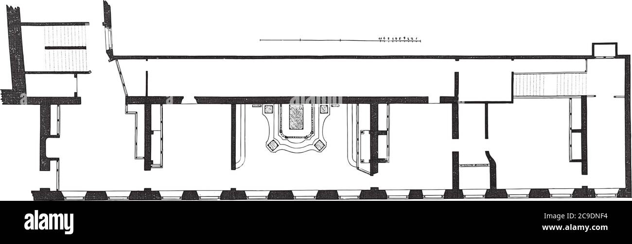 Piano delle camere dello Stadhouderlijke Hof a l'Aia attraverso il quale i visitatori hanno dovuto camminare per arrivare alla camera con il letto del Principe W. Illustrazione Vettoriale
