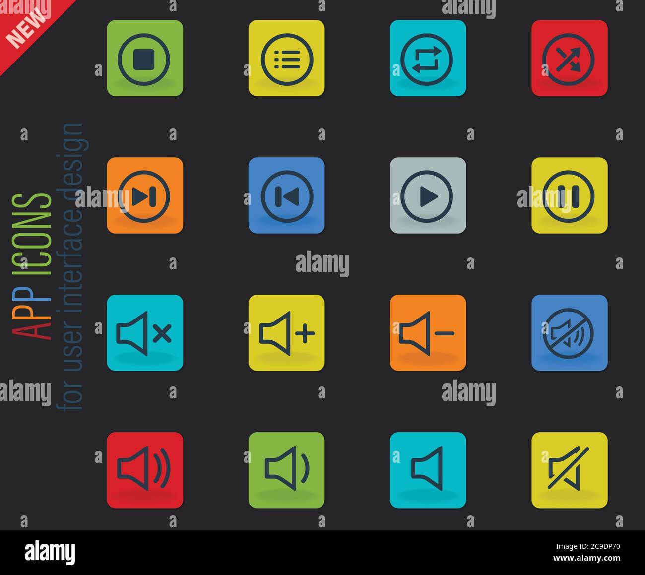 Media player icone Illustrazione Vettoriale