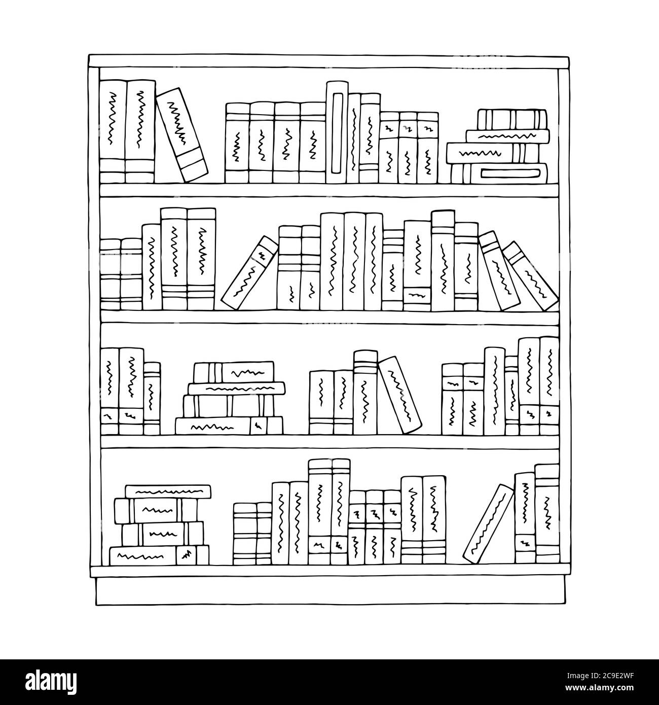 Vettore grafico di illustrazione dello schizzo isolato in bianco nero con libreria Illustrazione Vettoriale