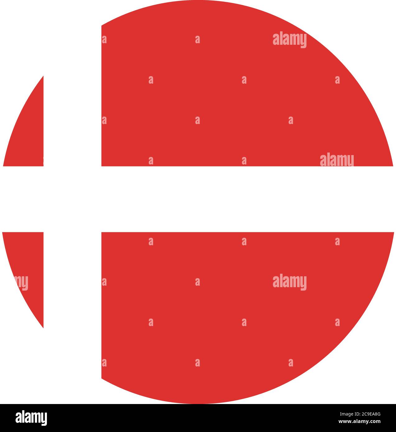 Tasto bandiera Danimarca su bianco Illustrazione Vettoriale