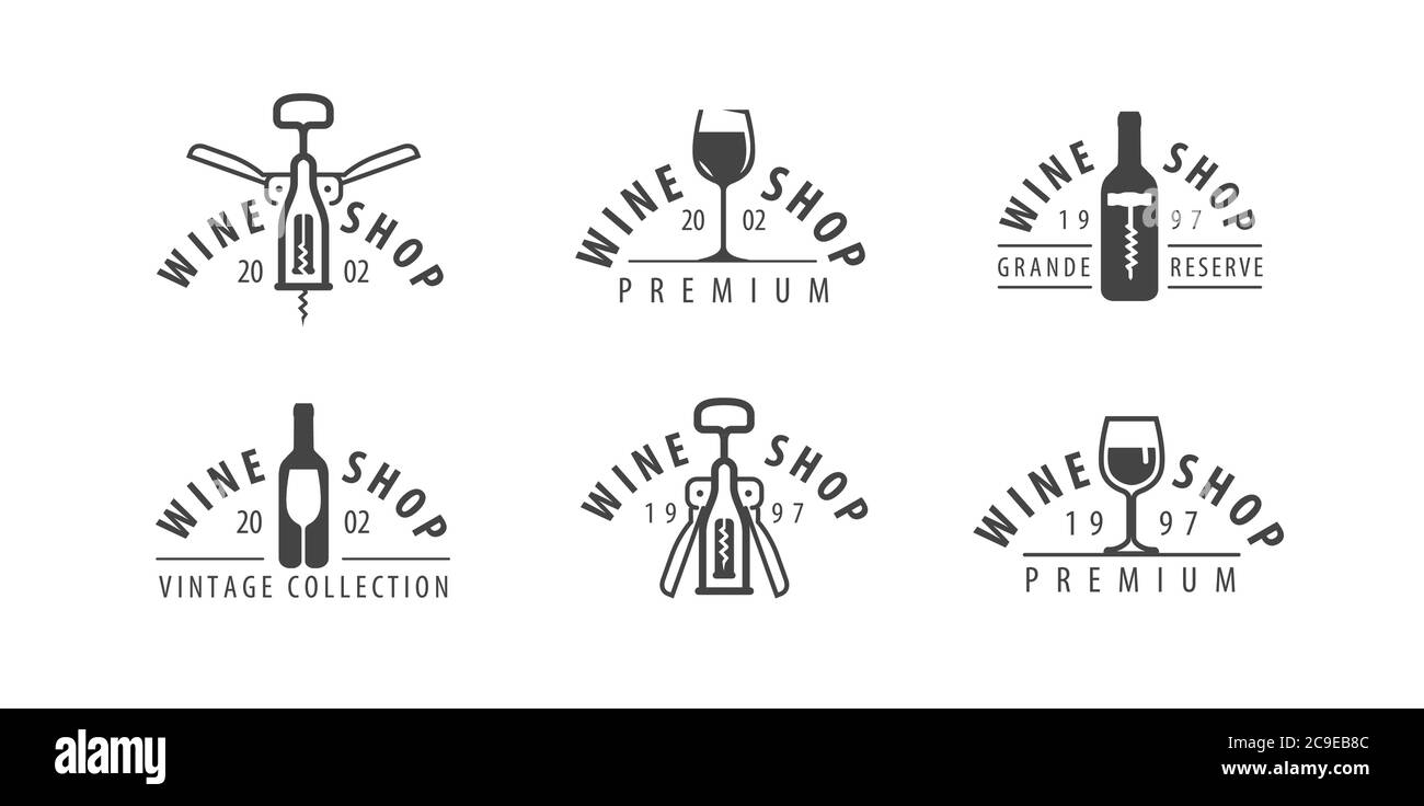 Logo o simbolo del vino. Cantina, vinificazione, concetto di bevande Illustrazione Vettoriale
