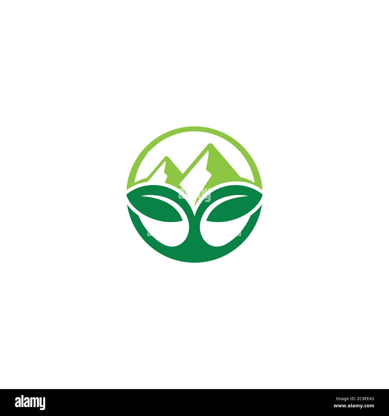 Logo Leaves and Mountain / icona design Illustrazione Vettoriale