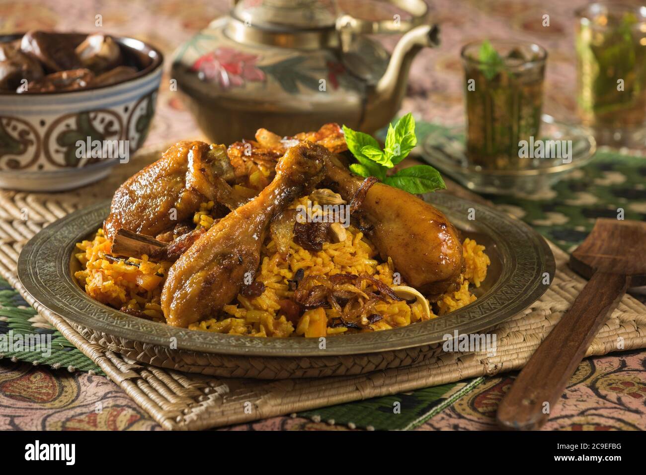 Nasi Bukhari Ayam. Piatto di pollo e riso. Malesia e Medio Oriente alimentare Foto Stock