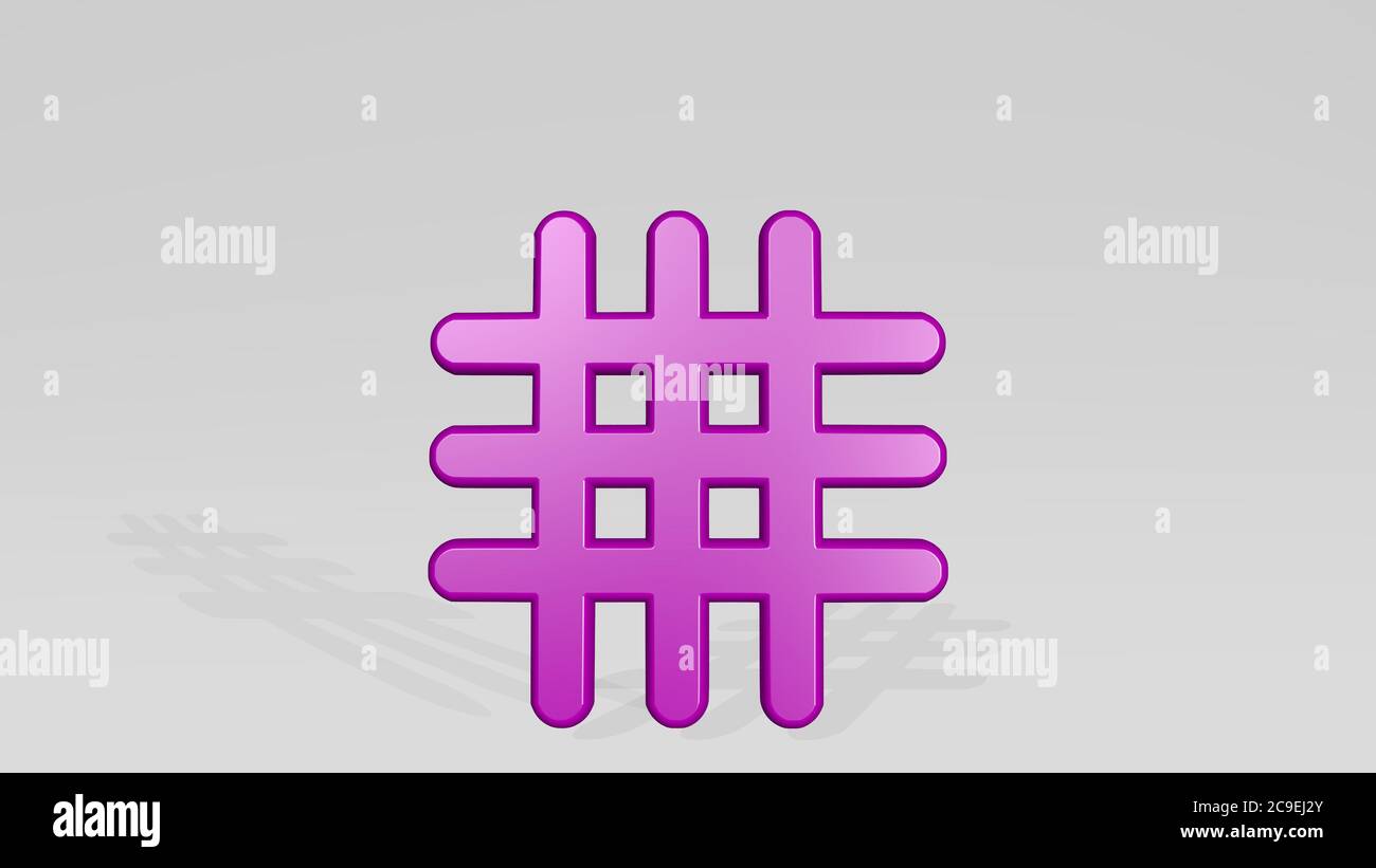 LE GUIDE DELLA GRIGLIA sono in piedi con ombra. Illustrazione 3D di scultura metallica su sfondo bianco con texture mite, astratta e motivo Foto Stock