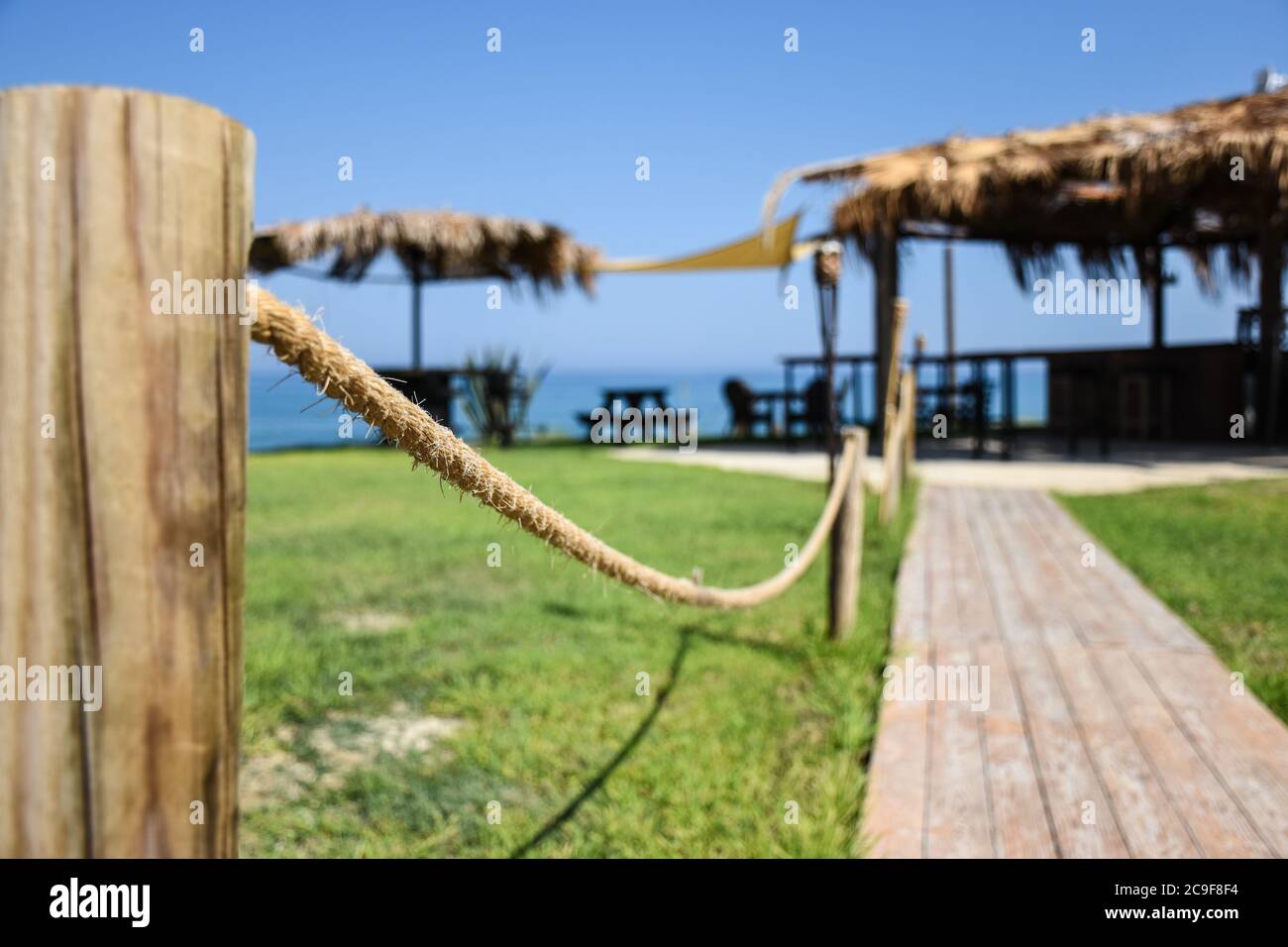 Al bar sulla spiaggia Foto Stock