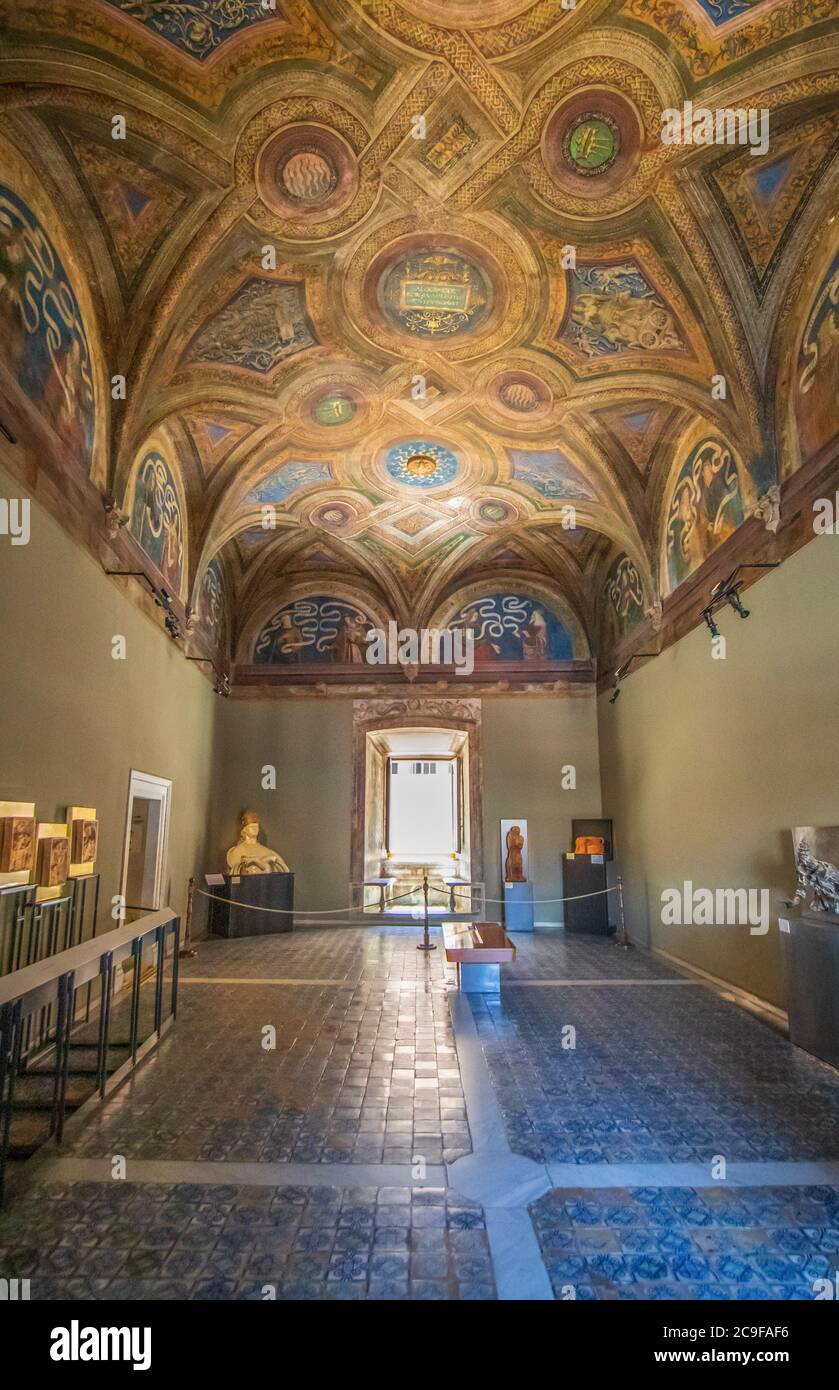 I Musei Vaticani sono un'immensa collezione di manufatti, affreschi, dipinti e sculture accumulate dalla Chiesa cattolica nel corso dei secoli Foto Stock