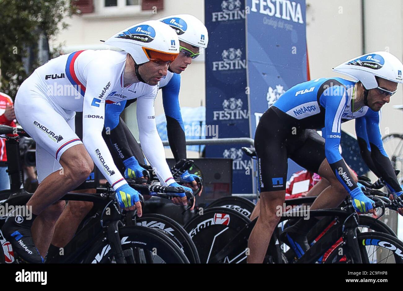 Team Team NetApp - Endura durante il Tirreno Adriatico 2013, ,San Vincenzo - Donoratico (16,9 km) il 06 2013 marzo a San Vincenzo, Itale - Foto Laurent Lairys / DPPI Foto Stock