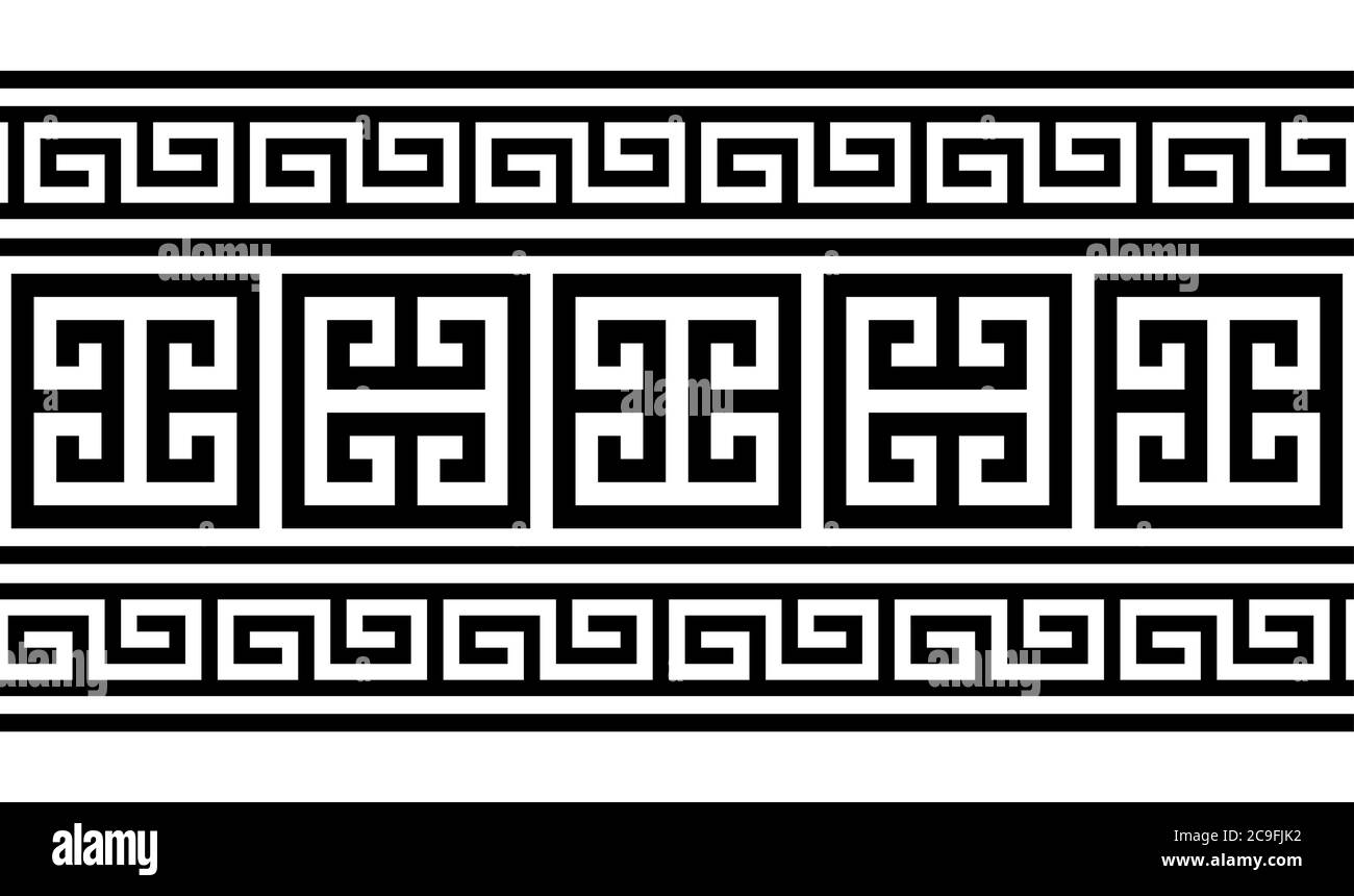 Design vettoriale senza giunture con motivo a chiave greco, ispirato all'antico Grecia ceramica arte Illustrazione Vettoriale