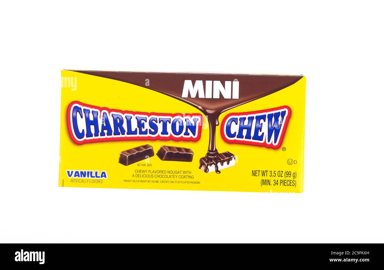 Scatola di caramelle Charleston Chew Mini con torrone alla vaniglia e rivestimento di cioccolato Foto Stock