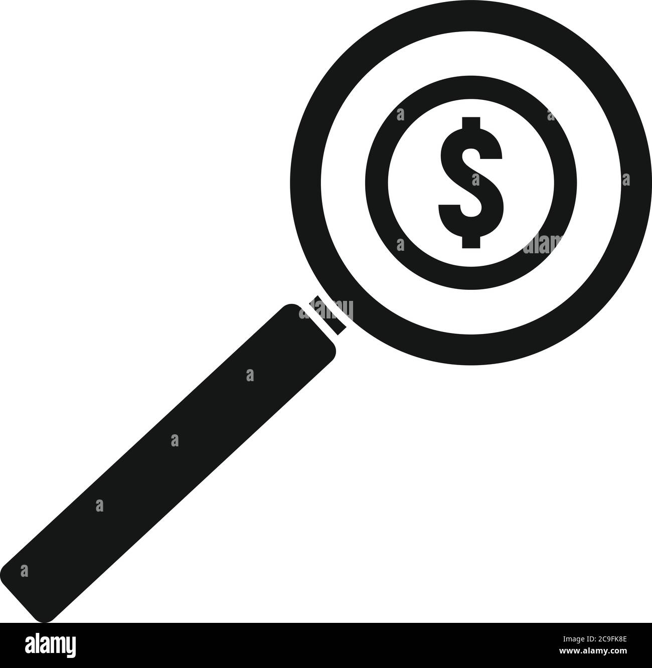 Icona di prestito di denaro di ricerca. Illustrazione semplice dell'icona del vettore di prestito di soldi di ricerca per il disegno di fotoricettore isolato su sfondo bianco Illustrazione Vettoriale