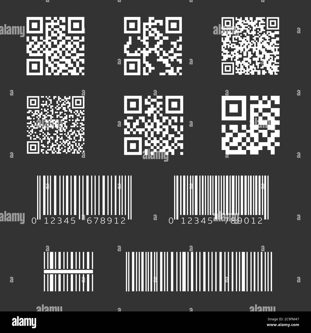 QR e codici a barre impostati Illustrazione Vettoriale
