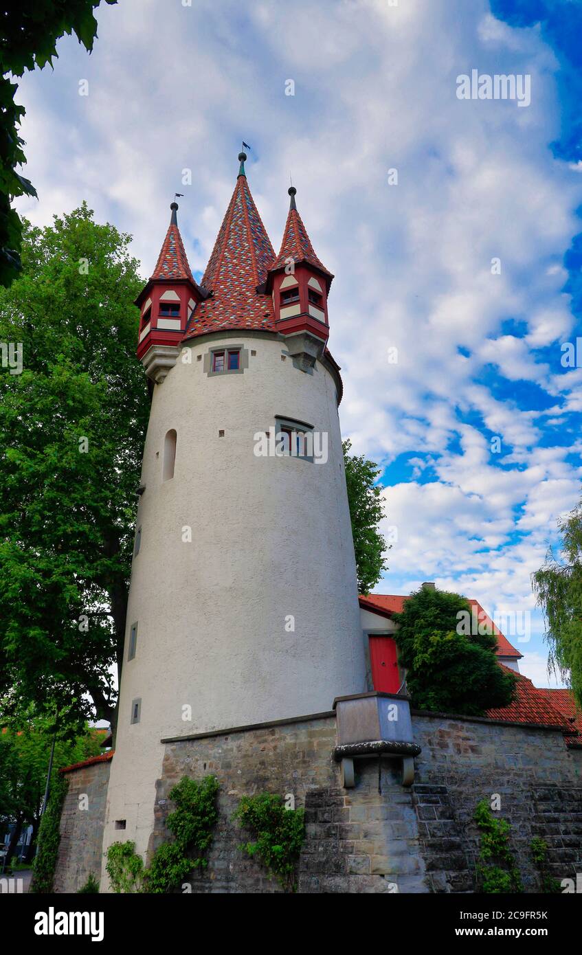 Diebsturm storico nella città di Lindau al Lago di Costanza, Baviera, Germania, Europa Foto Stock