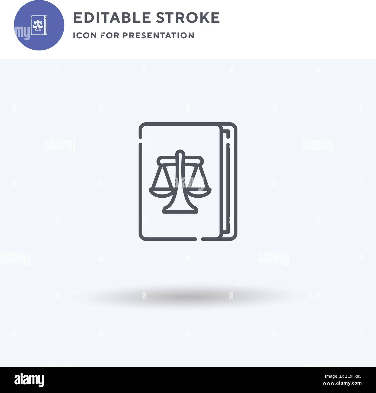 Vettore di icone di libro legge, segno piatto riempito, pittogramma solido isolato su bianco, illustrazione del logo. Icona del libro di legge per la presentazione. Illustrazione Vettoriale