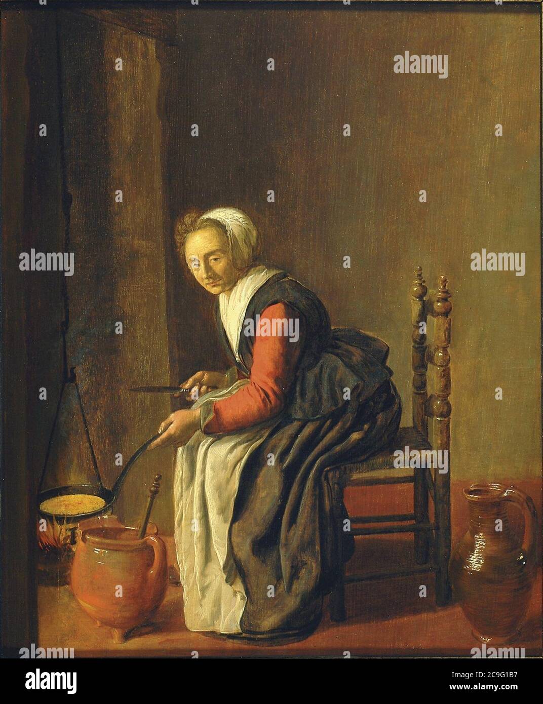 Jan Miense Molenaer - De pannenkoekenbakster FHM01 OS-i-244 W. Foto Stock