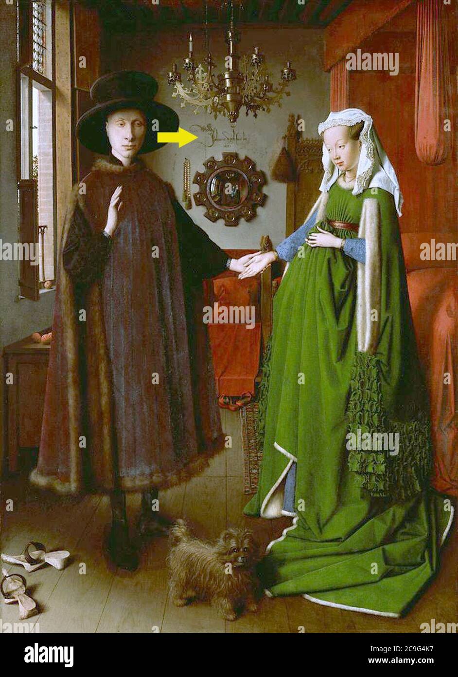 Jan van Eyck Arnolfini Feil con Foto Stock