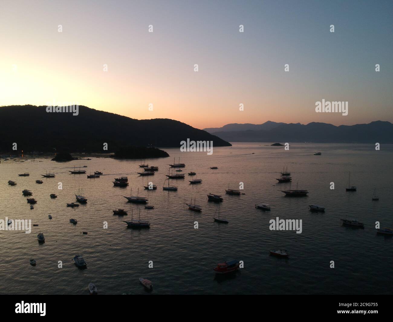 Tramonto in un Vilage pesca Foto Stock