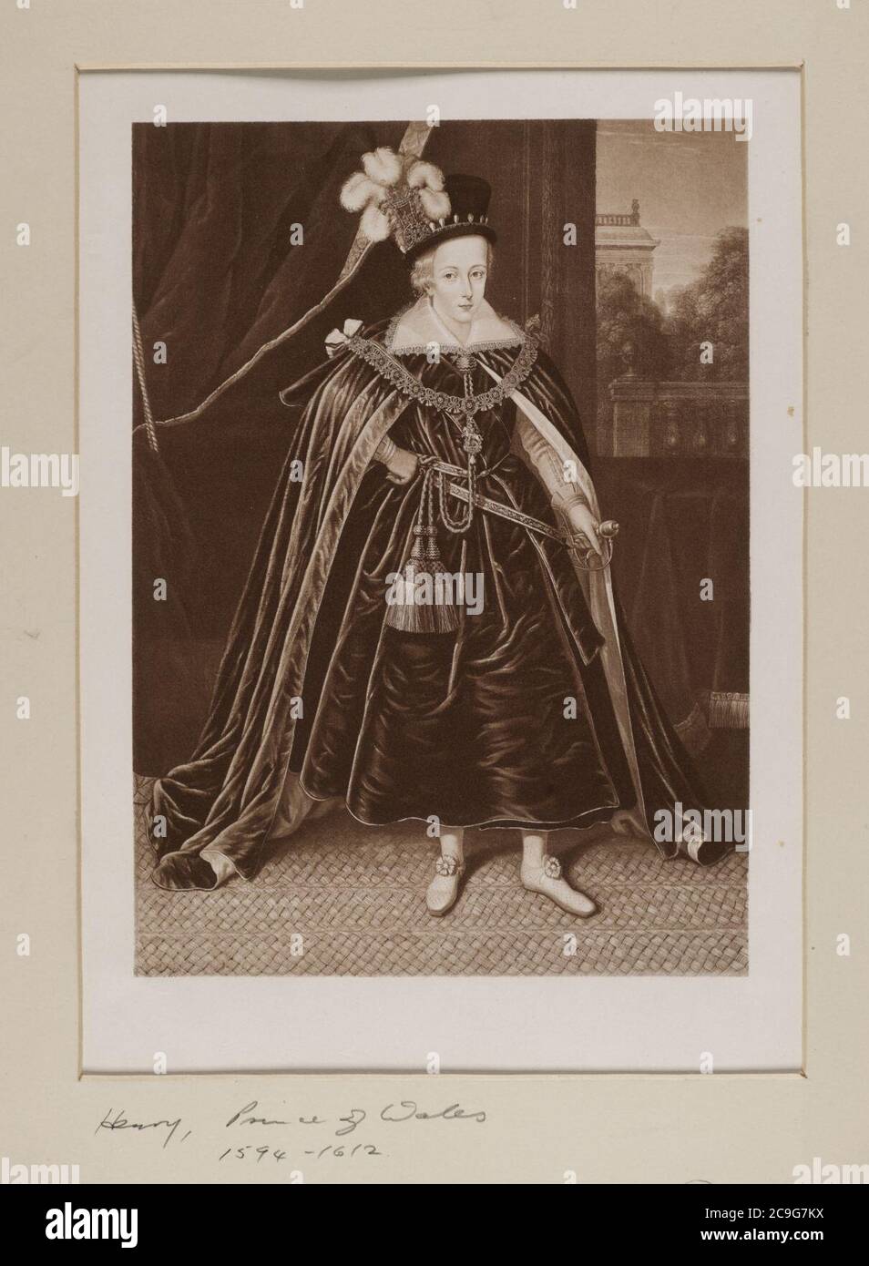 Jacobita Broadside - Ritratto di Enrico, Principe di Galles (1594-1612). Foto Stock
