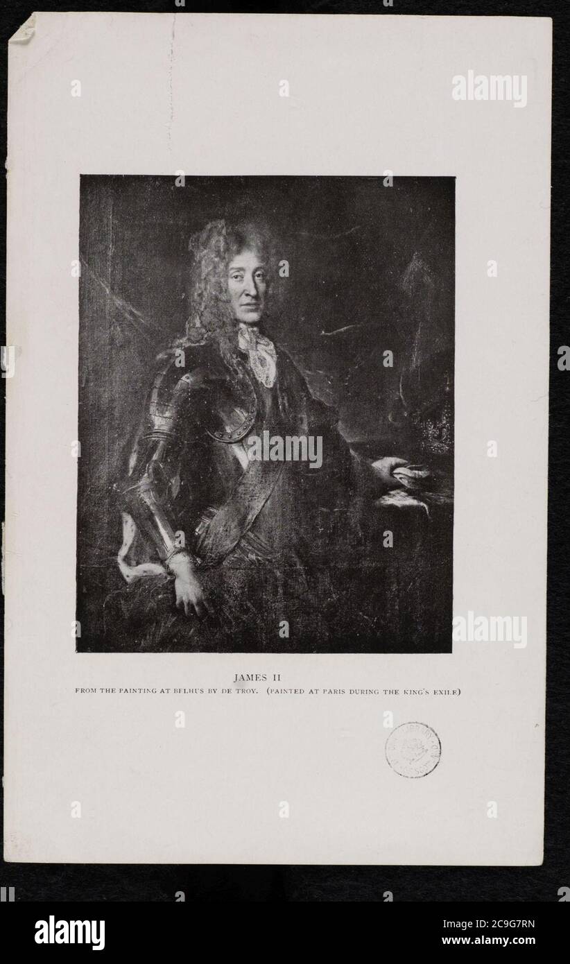 Jacobite Broadside - riproduzione fotografica di Giacomo VII-II dal dipinto di De Troy. Foto Stock