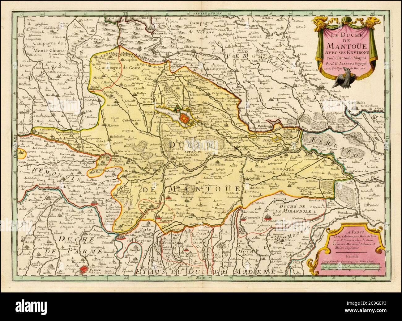 J.B. Liebaux - le Duché de Mantoue avec ses environs (1702). Foto Stock