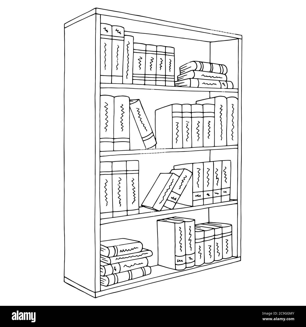 Vettore grafico di illustrazione dello schizzo isolato in bianco nero con libreria Illustrazione Vettoriale