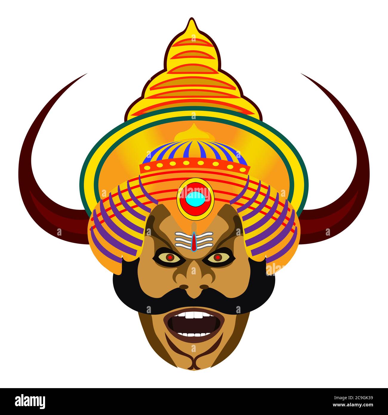 Illustrazione vettoriale Raavan Face.Happy RAM Navami. Illustrazione Vettoriale