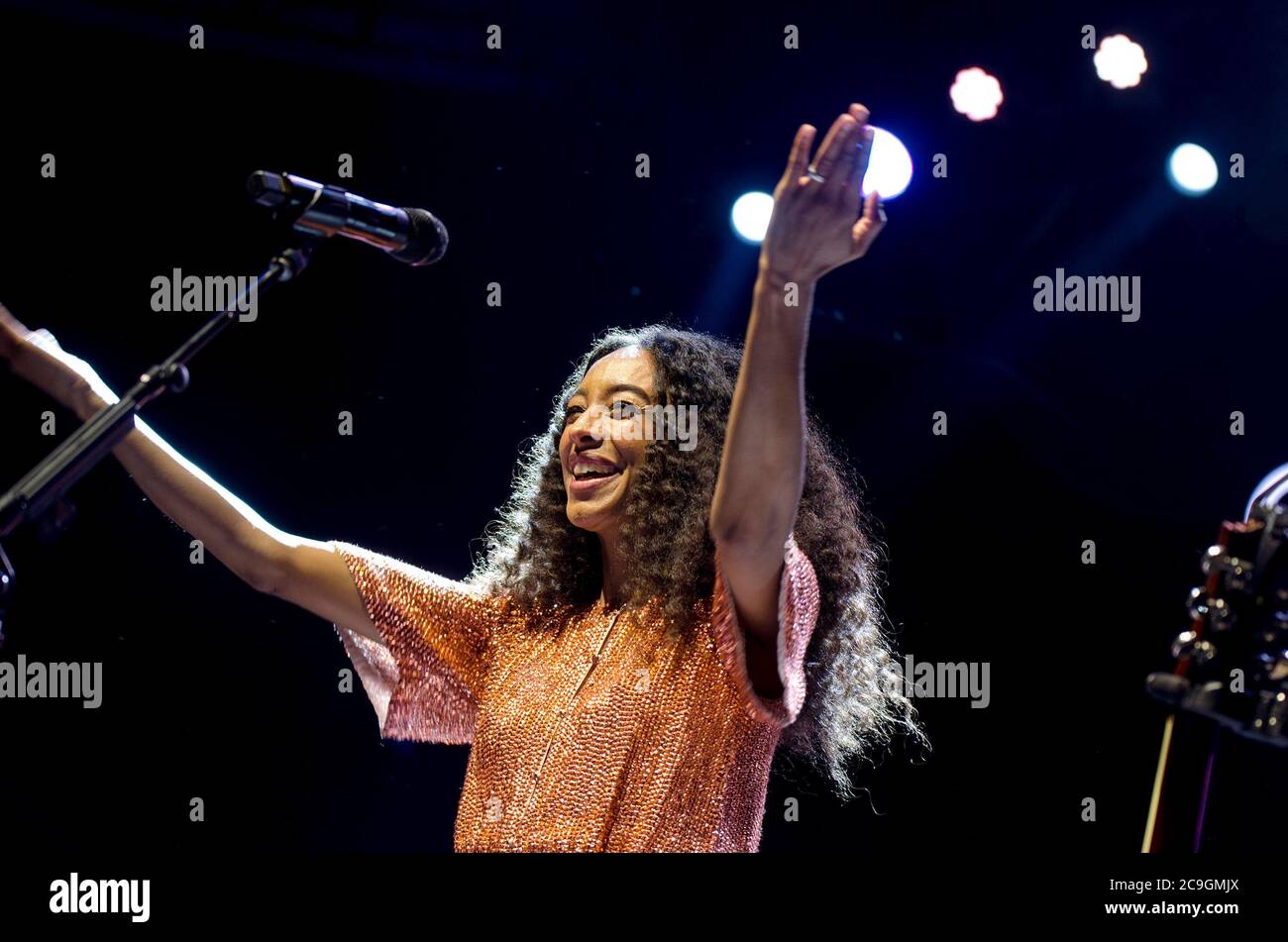 La cantante inglese Corinne Bailey Rae si esibisce al Central Park Summerstage di New York City Foto Stock