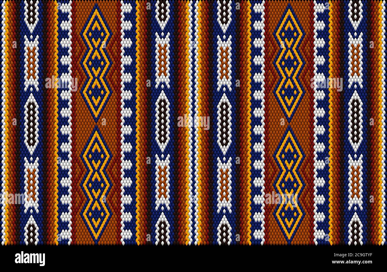 Un tradizionale ornamento etnico in cui ricchi colori attraggono fortuna e ricchezza. L'ornamento appare grande all'interno, in ricamo su tessuti per va Illustrazione Vettoriale