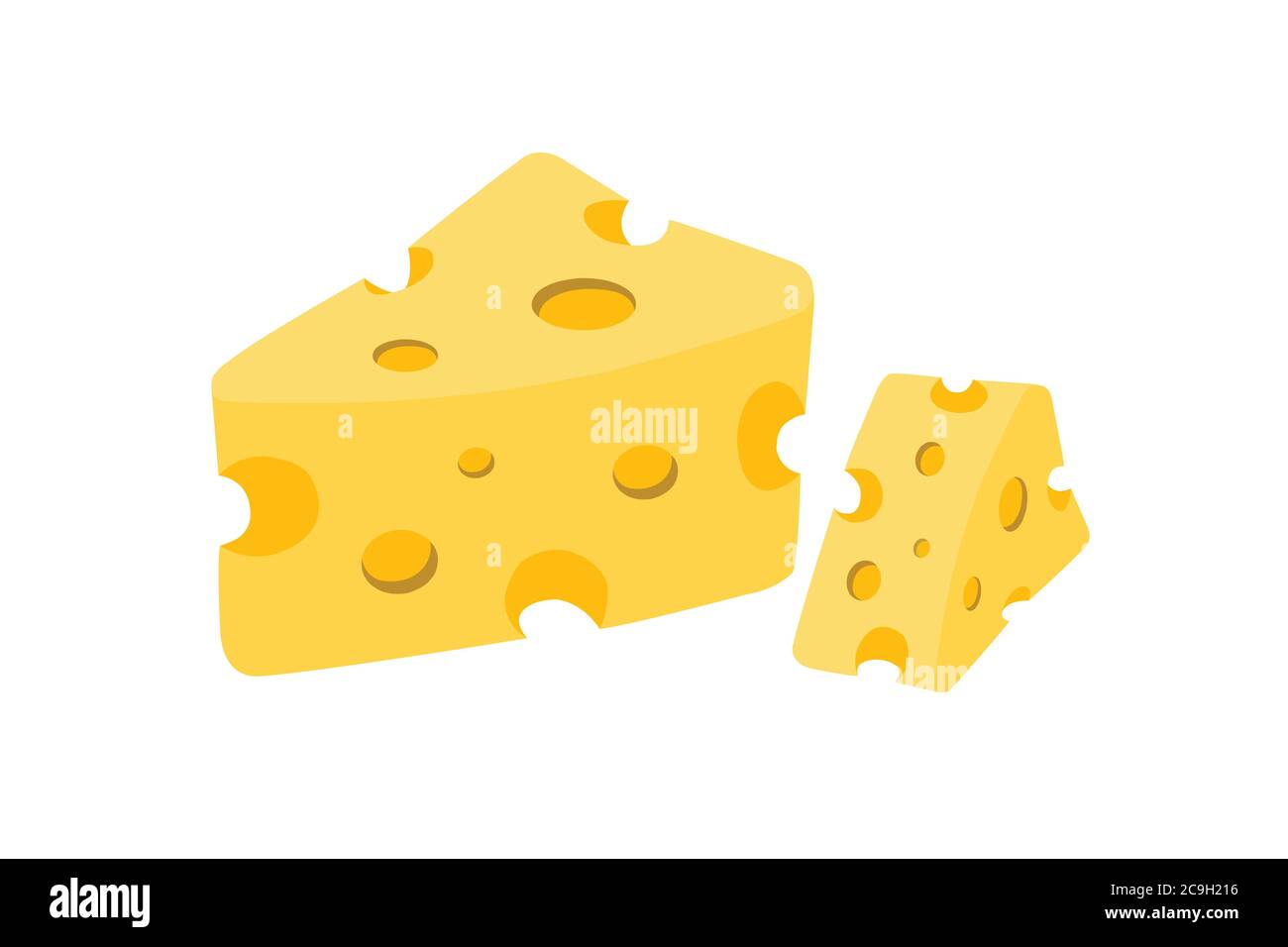 Formaggio giallo isolato su uno sfondo bianco.il formaggio è un prodotto caseario alimenti grassi. Illustrazione Vettoriale