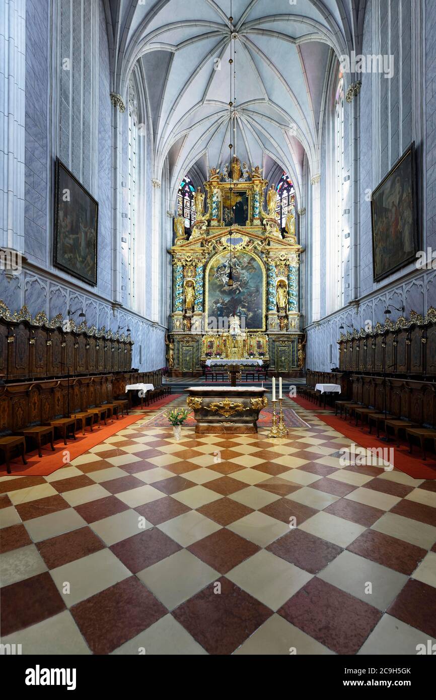 Navata con coro, chiesa collegiata, monastero di Goettweik, ex Koettwein, monastero, abbazia benedettina, patrimonio culturale mondiale dell'UNESCO, comunità di Foto Stock