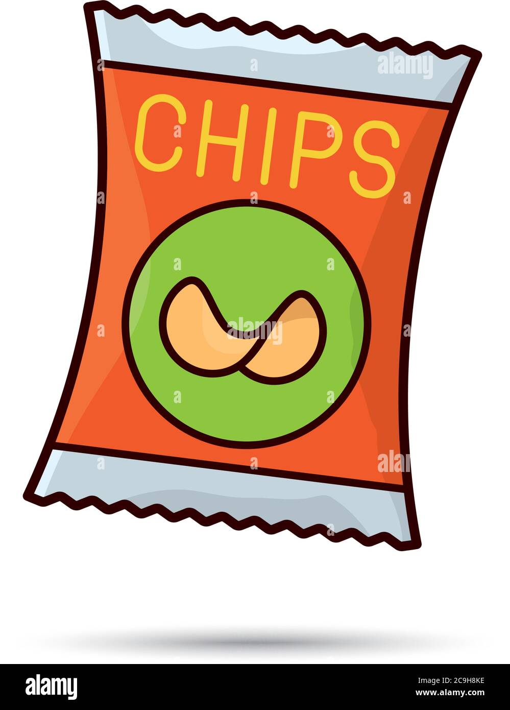 Sacchetto di patata chip vettore isolato illustrazioneUnsano mangiare simbolo. Illustrazione Vettoriale