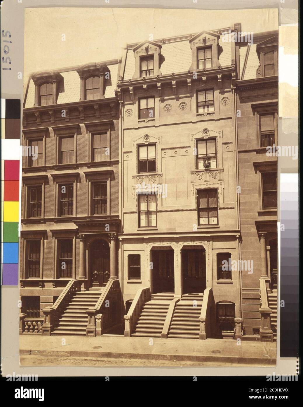 J.Q.A. Ward case, 7 e 9 West 49th Street, New York City Foto Stock