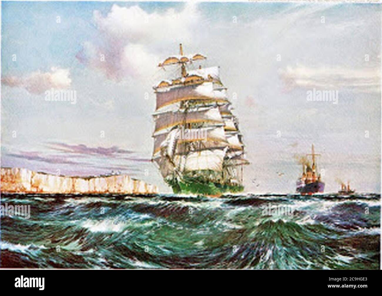 Jack Spurling - Militiades - Ships Off the dover Cliffs 1927 - Verde. Foto Stock