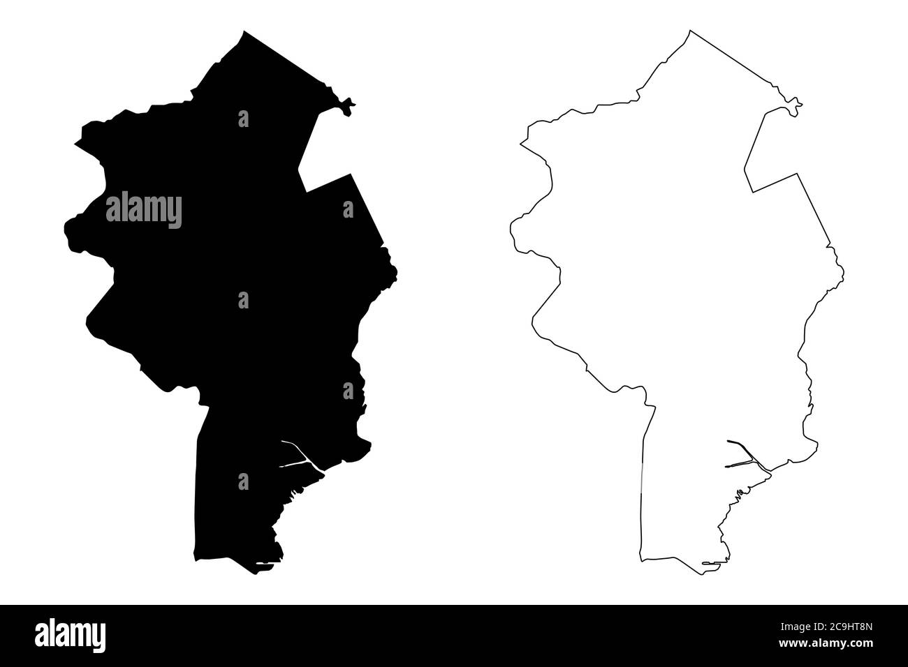 Duque de Caxias (Repubblica Federativa del Brasile, Rio de Janeiro Stato) mappa vettoriale illustrazione, scrimolo schizzo Città di Duque de Caxias mappa Illustrazione Vettoriale