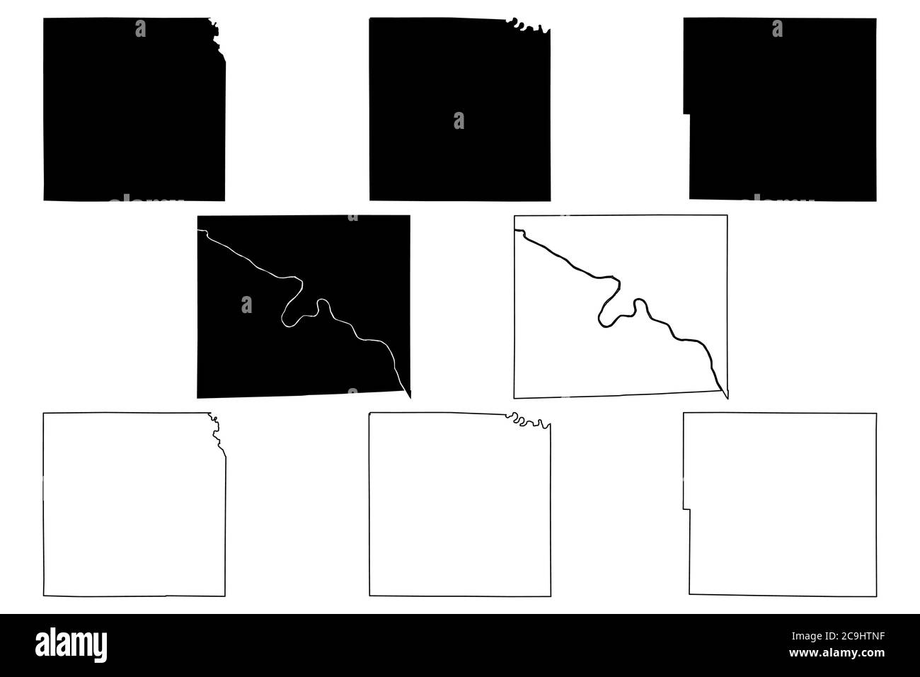 Taylor, Washington, Warren e Van Buren County, Iowa (Stati Uniti, Stati Uniti d'America, Stati Uniti, Stati Uniti, Stati Uniti), illustrazione vettoriale mappa, schizzo scrimolo Illustrazione Vettoriale