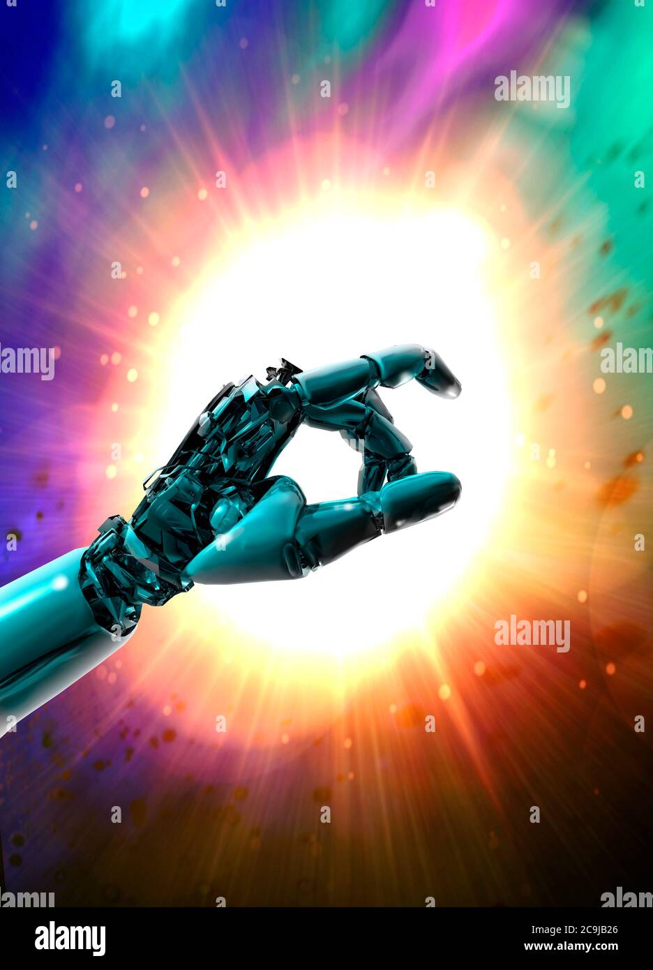 Mano robotica, illustrazione. Foto Stock