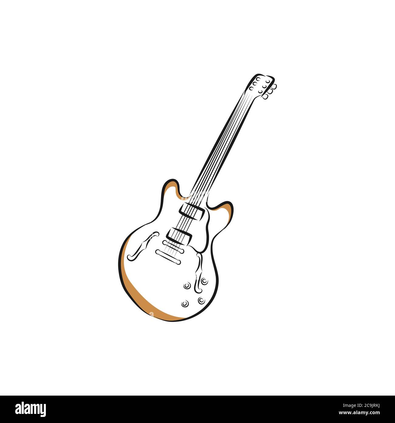 Icona chitarra vettore, strumento acustico segno Isolato su sfondo bianco. Stile Flat trendy per design grafico, logo, sito Web, social media, Illustrazione Vettoriale