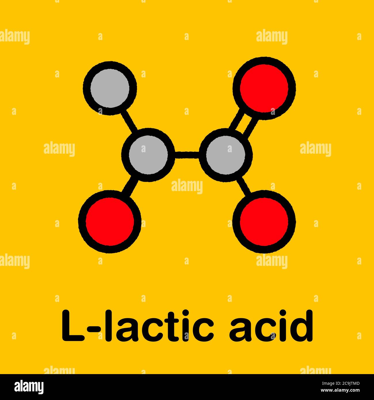 Acido lattico, lattato, zucchero del latte, molecola di C3H6O3. Si tratta  dell'additivo alimentare E270 e dell'alfa-idrossi acido AHA. Formula  chimica scheletrica. Illustrazione Foto stock - Alamy