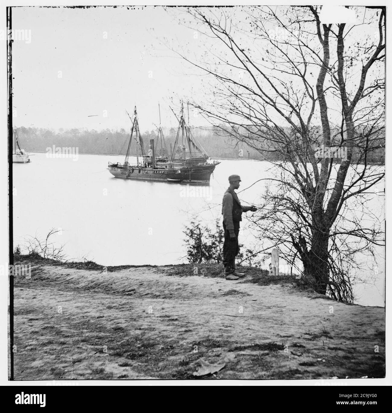 James River, Virginia. Navi sul (fiume James) Foto Stock