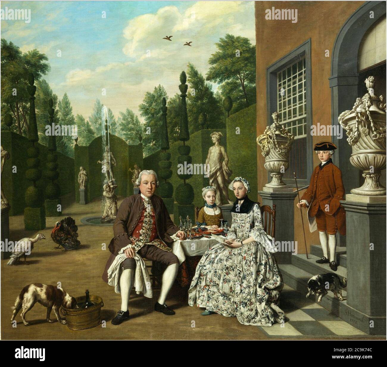 Jan Josef Horemans The Elder - Nobile ristorante per famiglie prima di un parco. Foto Stock