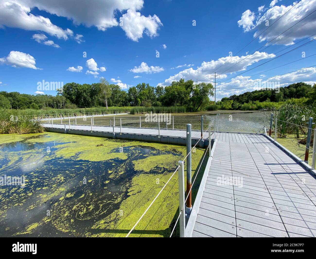 Passerella galleggiante in un parco urbano Foto stock - Alamy